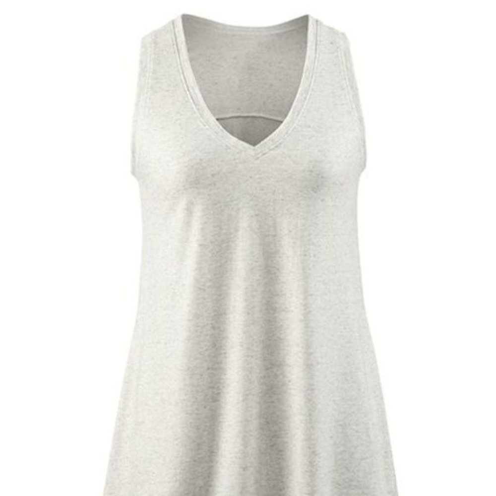 Small CAbi Gray Sleeveless Top Oatmeal Fleck Tank V-Neck Style # 274